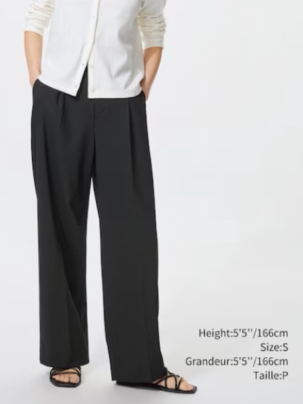 2 Uniqlo Black Wide-Leg Pleated Trousers